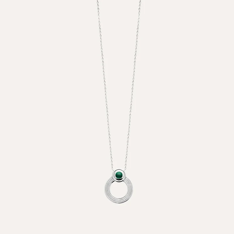 Collier argent malachite Emeline